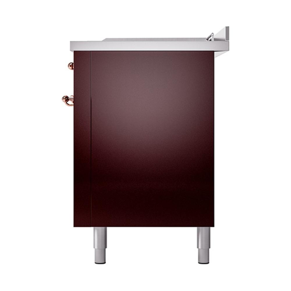 Ilve UN60FSQNMPBUPLP Ilve Un60Fsqnmpbuplp Nostalgie Ii Noblesse 60" Dual Fuel Range (7 Sealed Burners + Griddle + French Top, Liquid Propane, Solid Door, Burgundy, Copper)