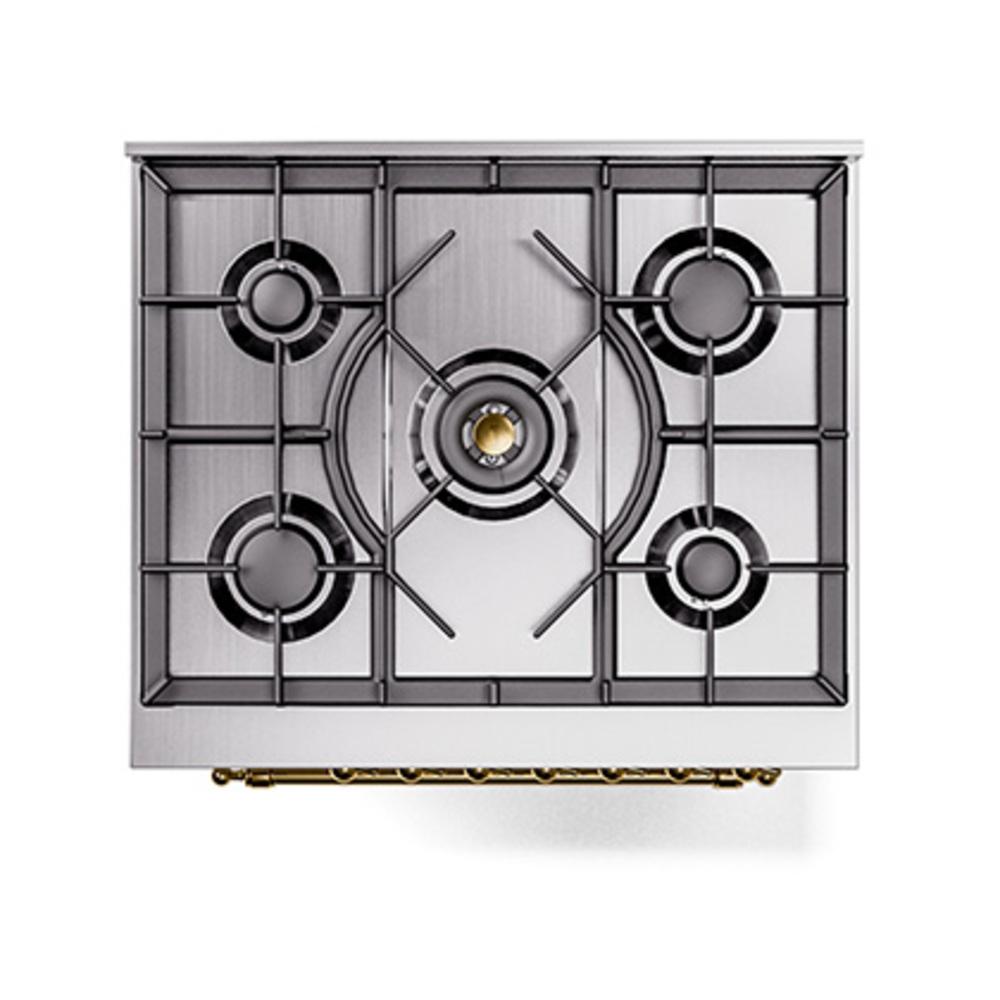 Ilve UN30QNMPRAG Ilve Un30Qnmprag Nostalgie Ii Noblesse 30" Dual Fuel Range (Natural Gas, Solid Door, Ral, Brass)