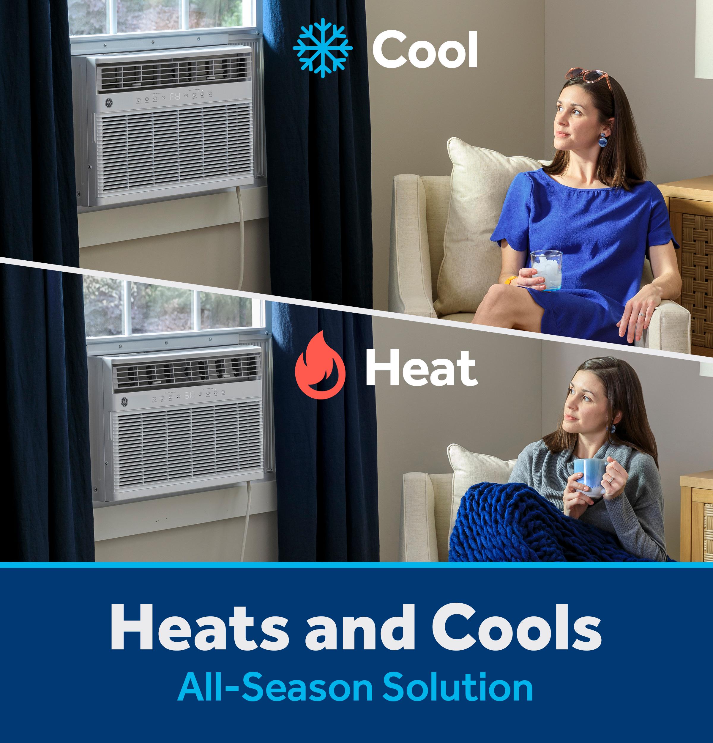 Ge Appliances AWGP08WWF Ge® 8,000 Btu Smart Heat/Cool With Heat Pump Electronic Window Air Conditioner For Medium Rooms Up To 350 Sq. Ft.