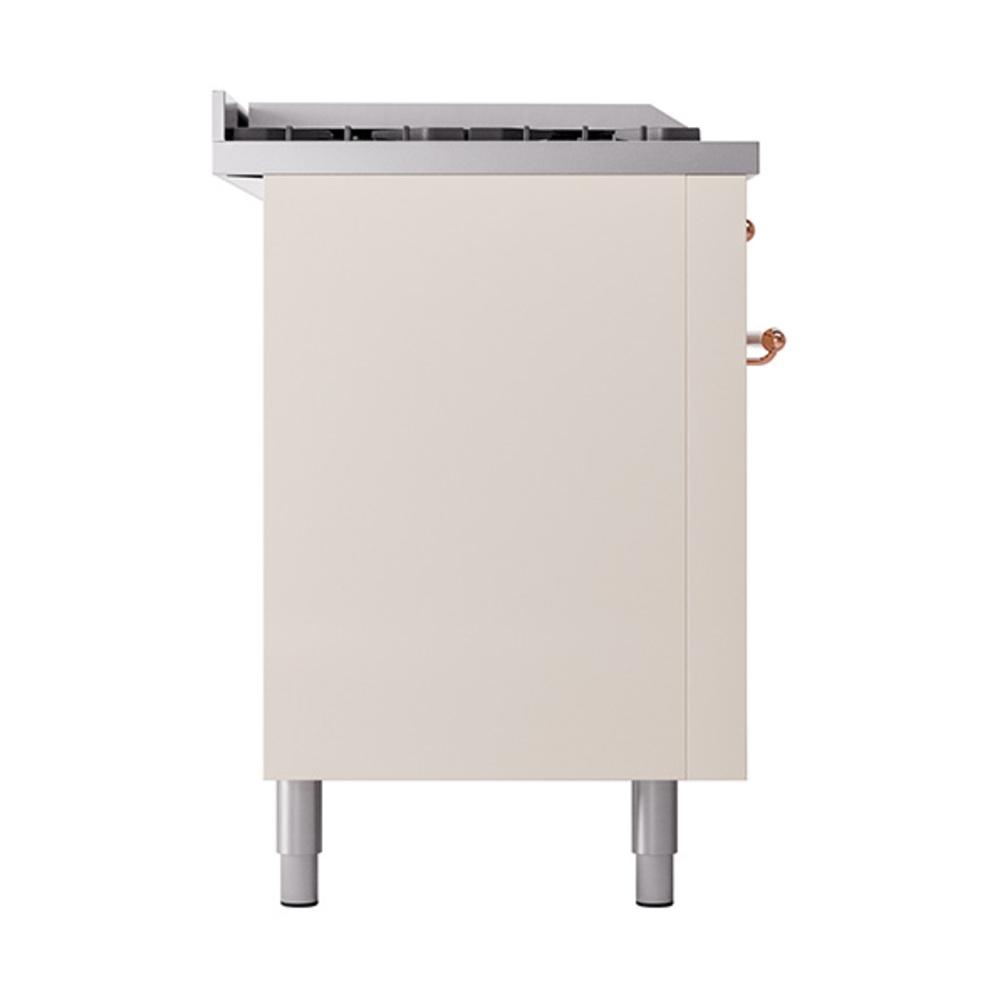 Ilve UN60FSQNMPAWP Ilve Un60Fsqnmpawp Nostalgie Ii Noblesse 60" Dual Fuel Range (7 Sealed Burners + Griddle + French Top, Natural Gas, Solid Door, Antique White, Copper)