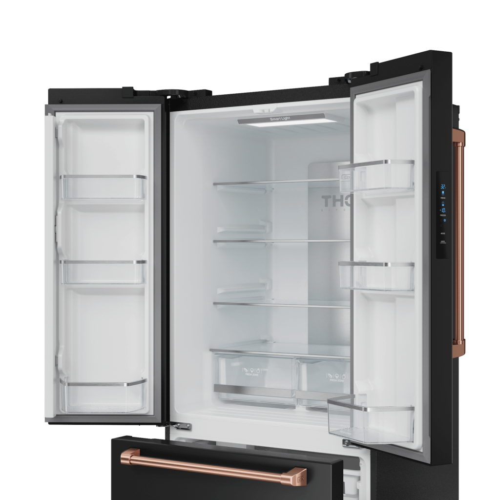 Thor Kitchen RF3017FFD00RSG 30 Inch 17.7 Cu Ft French Door Counter Depth Refrigerator With Ice Maker In Black/Rose Gold Gordon Ramsay Series - Rf3017Ffd00-Rsg