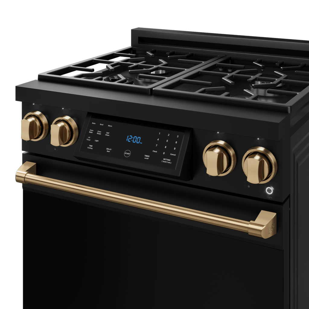 Thor Kitchen RSG30BBRZ 30 Inch Professional Gas Range With Tilt Panel Touch Control In Matte Black/Bronze Gordon Ramsay Series - Rsg30B-Brz