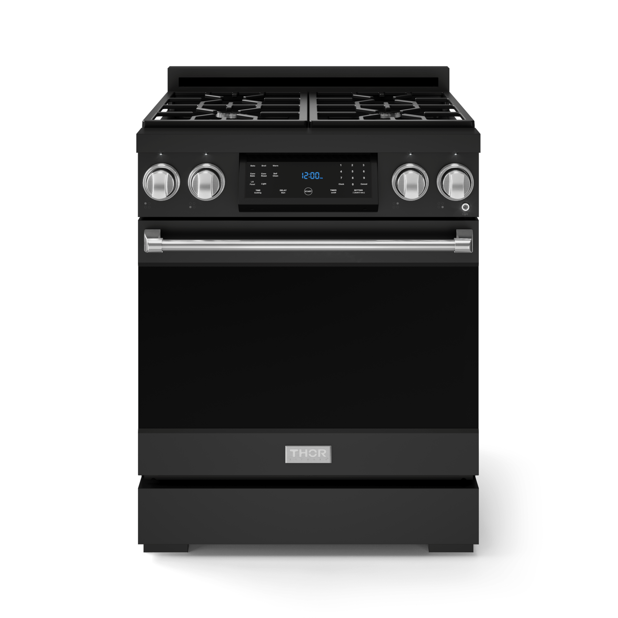 Thor Kitchen RSG30BSS 30 Inch Professional Gas Range With Tilt Panel Touch Control In Matte Black/Stainless Steel Gordon Ramsay Series - Rsg30B-Ss
