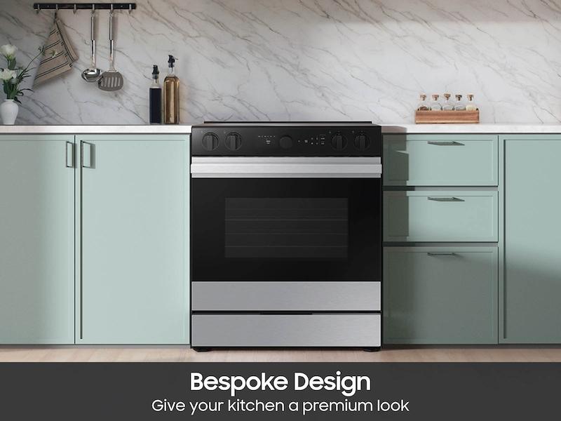 Samsung NSE6DG8700SR Bespoke 6.3 Cu. Ft. Smart Slide-In Electric Range With Smart Oven Camera & Illuminated Precision Knobs In Stainless Steel