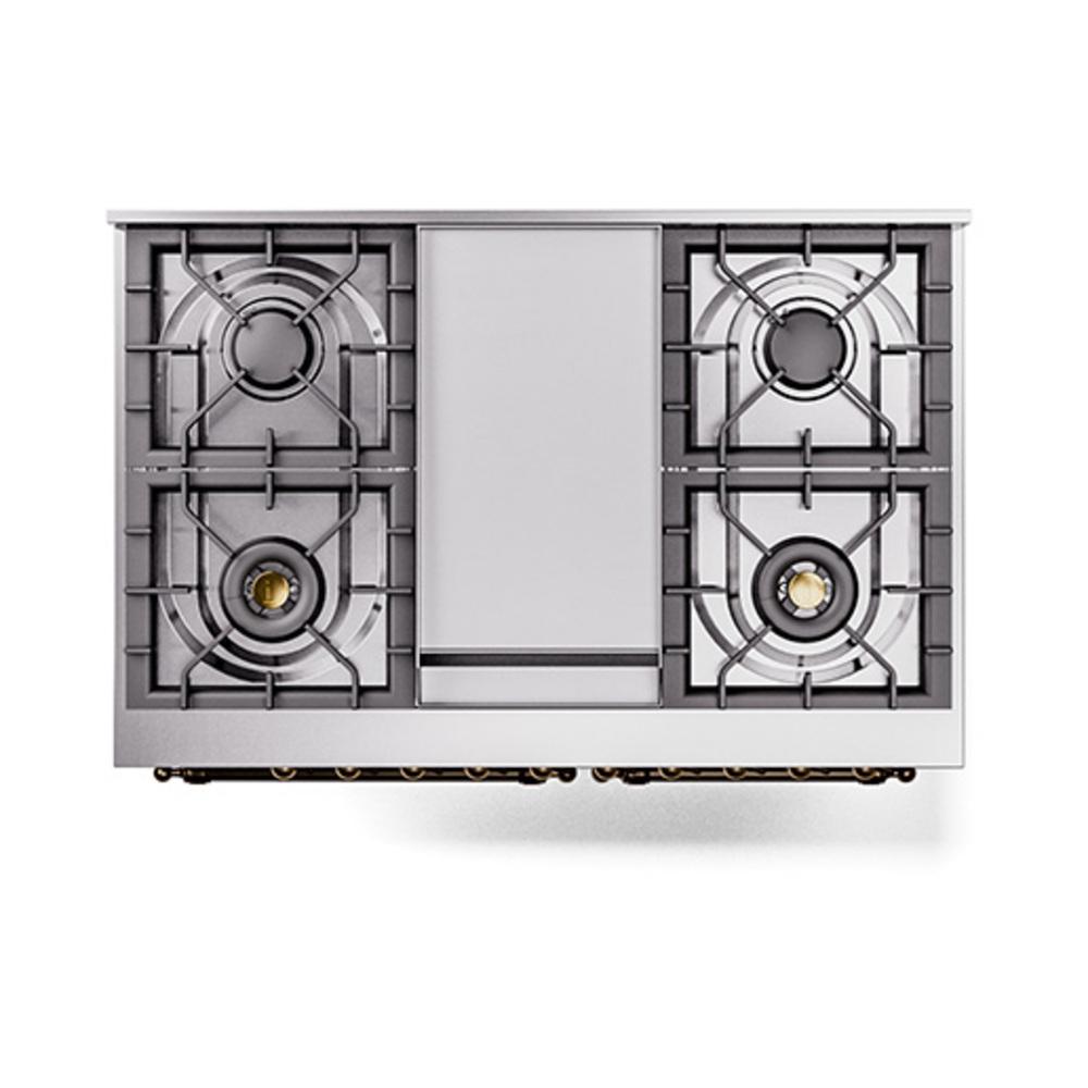 Ilve UND40FQNMPMGB Ilve Und40Fqnmpmgb Nostalgie Ii Noblesse 40" Dual Fuel Range (Natural Gas, Solid Door, Graphite Matte, Burnished)