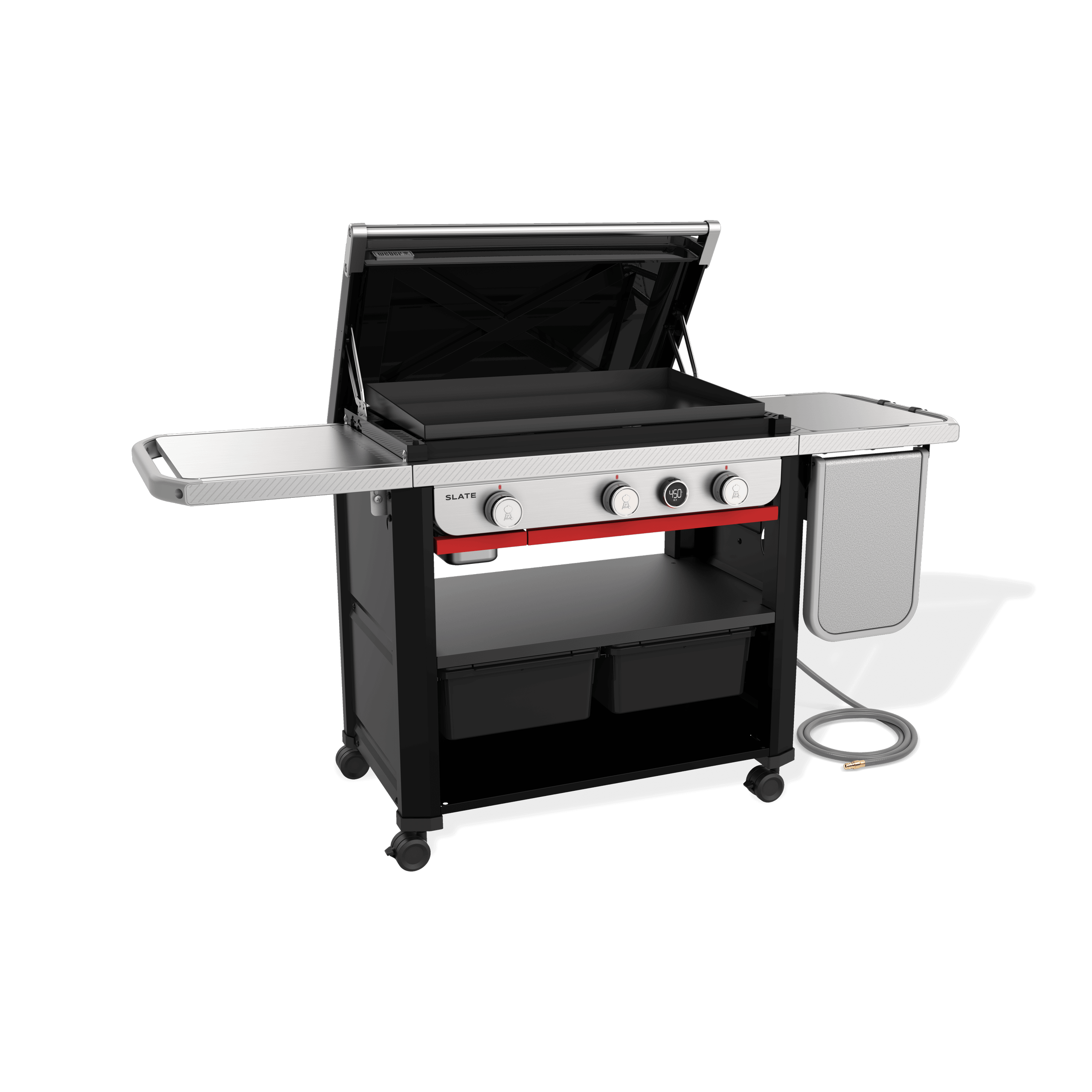Weber 1500420 Slate™ 30" Rust-Resistant Griddle With Extendable Side Table (Natural Gas) - Black
