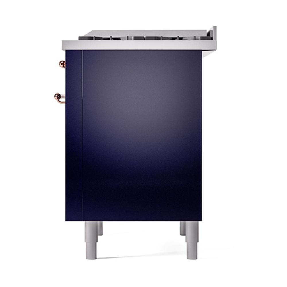 Ilve UN36FQNMPMBPLP Ilve Un36Fqnmpmbplp Nostalgie Ii Noblesse 36" Dual Fuel Range (Liquid Propane, Solid Door, Midnight Blue, Copper)
