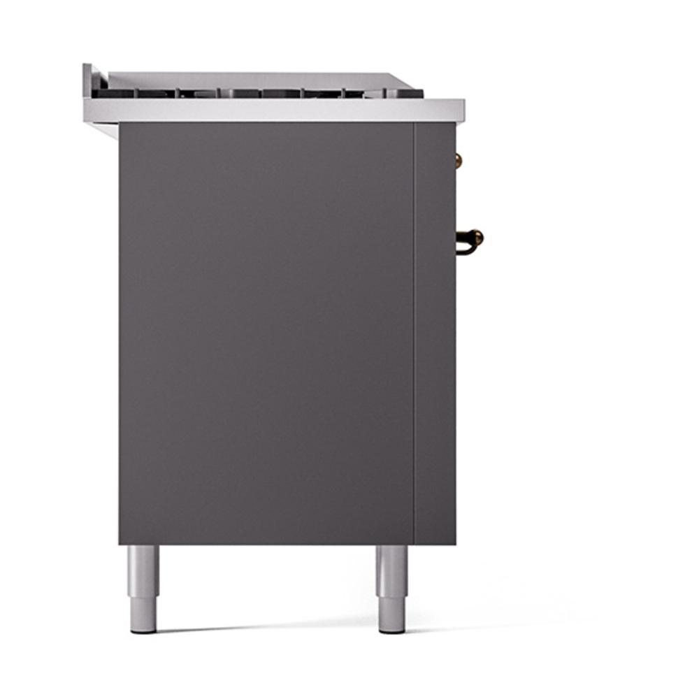 Ilve UN60FSQNMPMGB Ilve Un60Fsqnmpmgb Nostalgie Ii Noblesse 60" Dual Fuel Range (7 Sealed Burners + Griddle + French Top, Natural Gas, Solid Door, Graphite Matte, Burnished)
