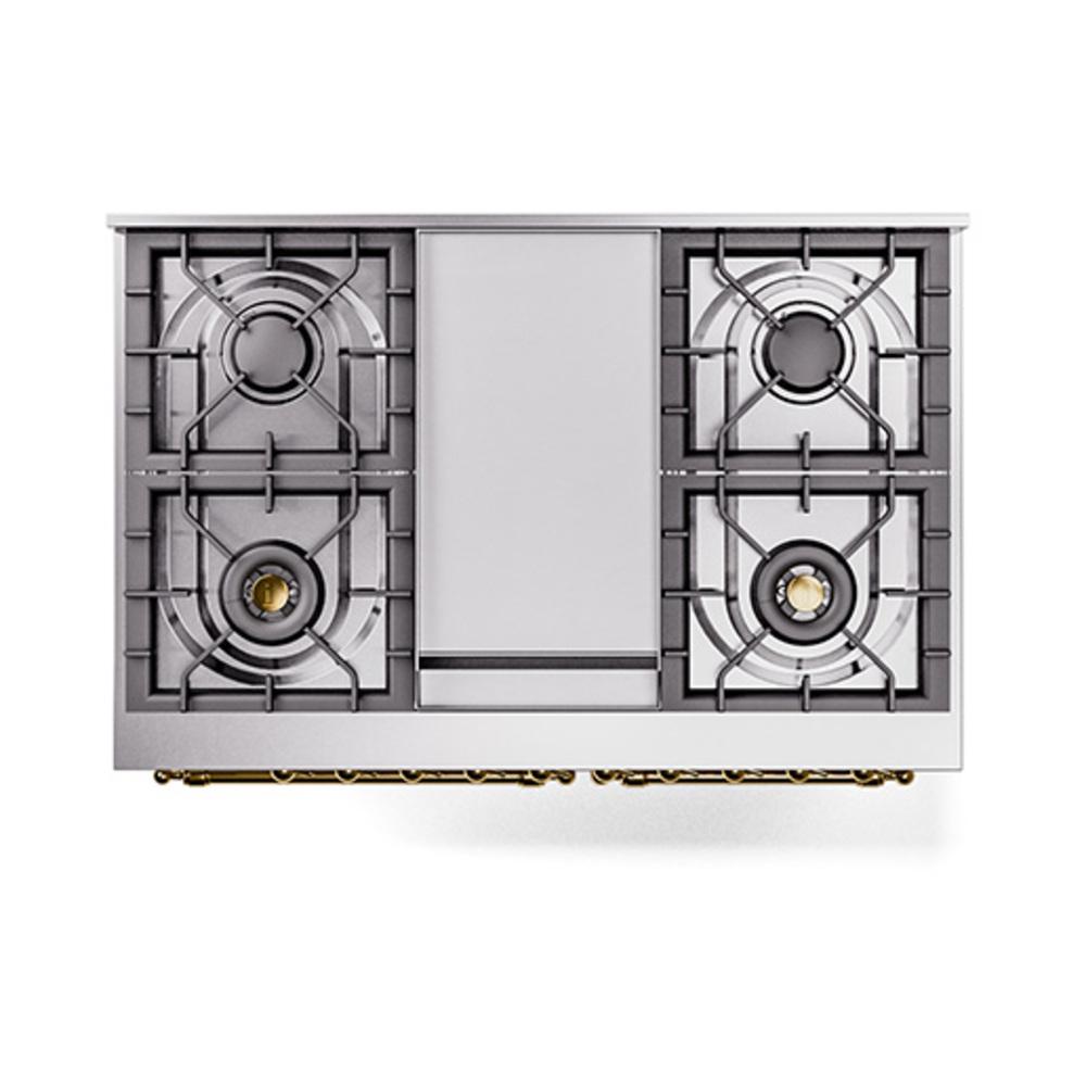 Ilve UND40FQNMPRAG Ilve Und40Fqnmprag Nostalgie Ii Noblesse 40" Dual Fuel Range (Natural Gas, Solid Door, Ral, Brass)