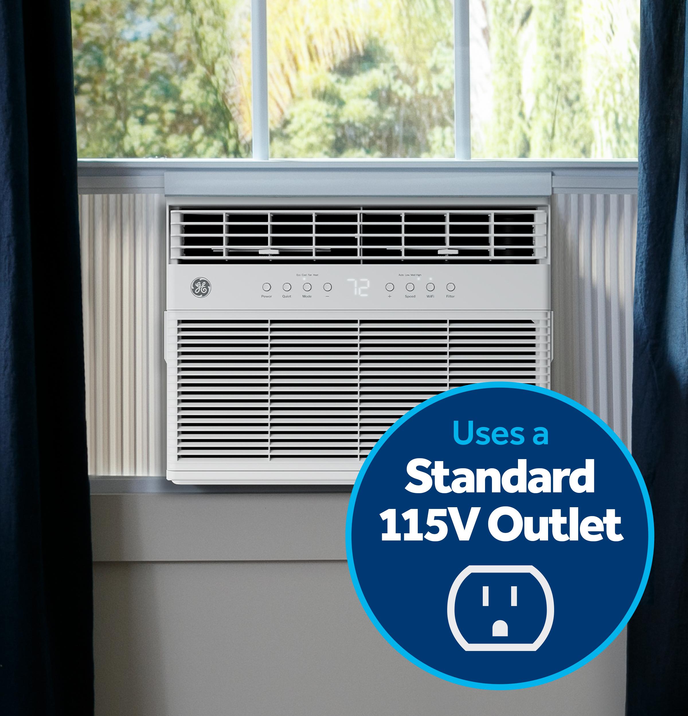 Ge Appliances AWGP08WWF Ge® 8,000 Btu Smart Heat/Cool With Heat Pump Electronic Window Air Conditioner For Medium Rooms Up To 350 Sq. Ft.