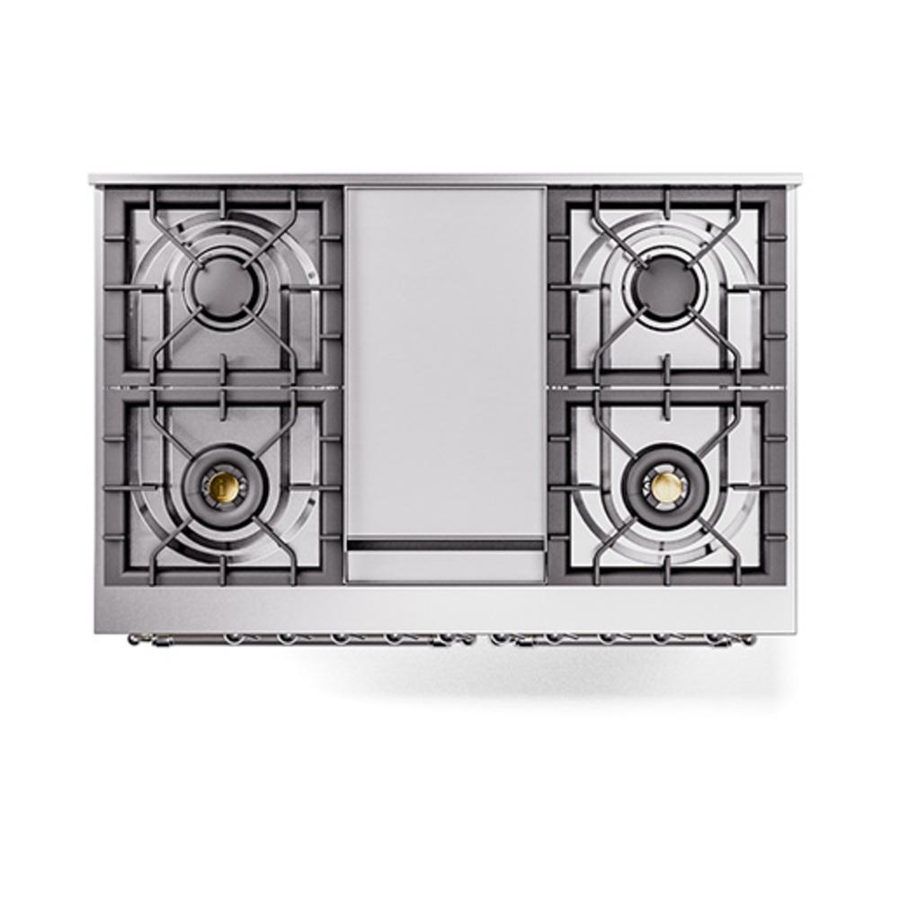 Ilve UND40FNMPAWCLP Ilve Und40Fnmpawclp Nostalgie Ii Noblesse 40" Dual Fuel Range (Liquid Propane, Triple Glass Door, Antique White, Chrome)