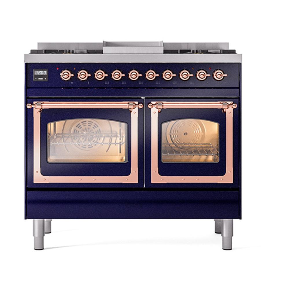 Ilve UND40FNMPMBP Ilve Und40Fnmpmbp Nostalgie Ii Noblesse 40" Dual Fuel Range (Natural Gas, Triple Glass Door, Midnight Blue, Copper)