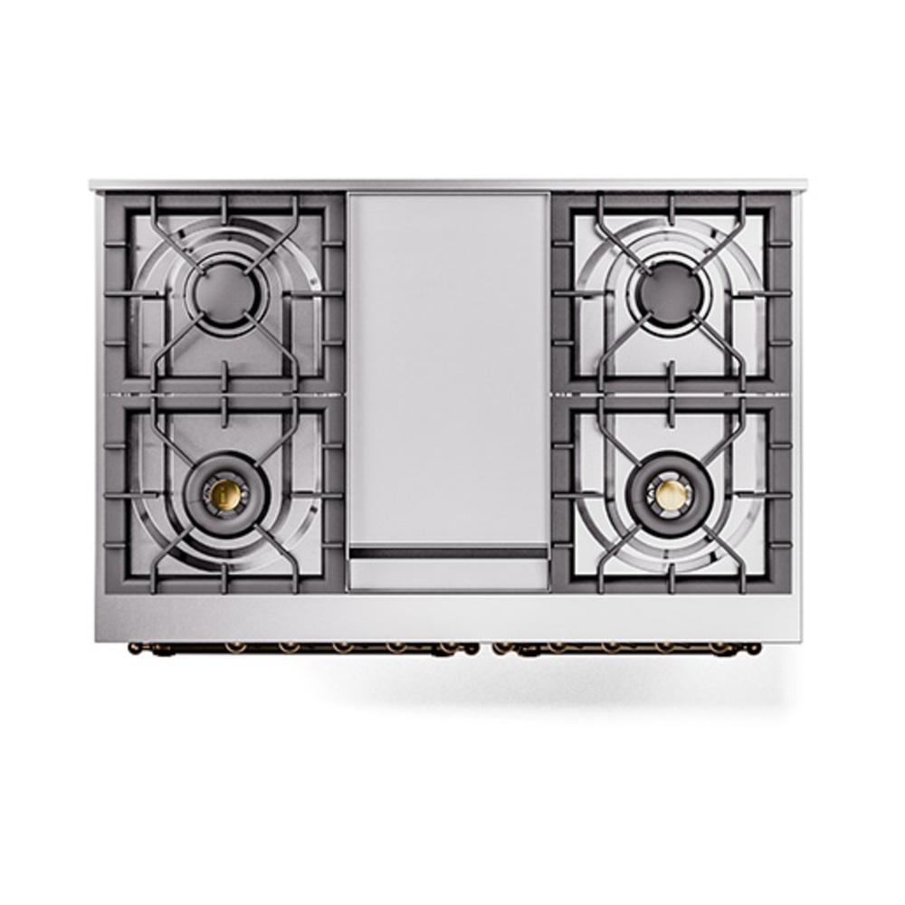 Ilve UND40FNMPAWBLP Ilve Und40Fnmpawblp Nostalgie Ii Noblesse 40" Dual Fuel Range (Liquid Propane, Triple Glass Door, Antique White, Burnished)