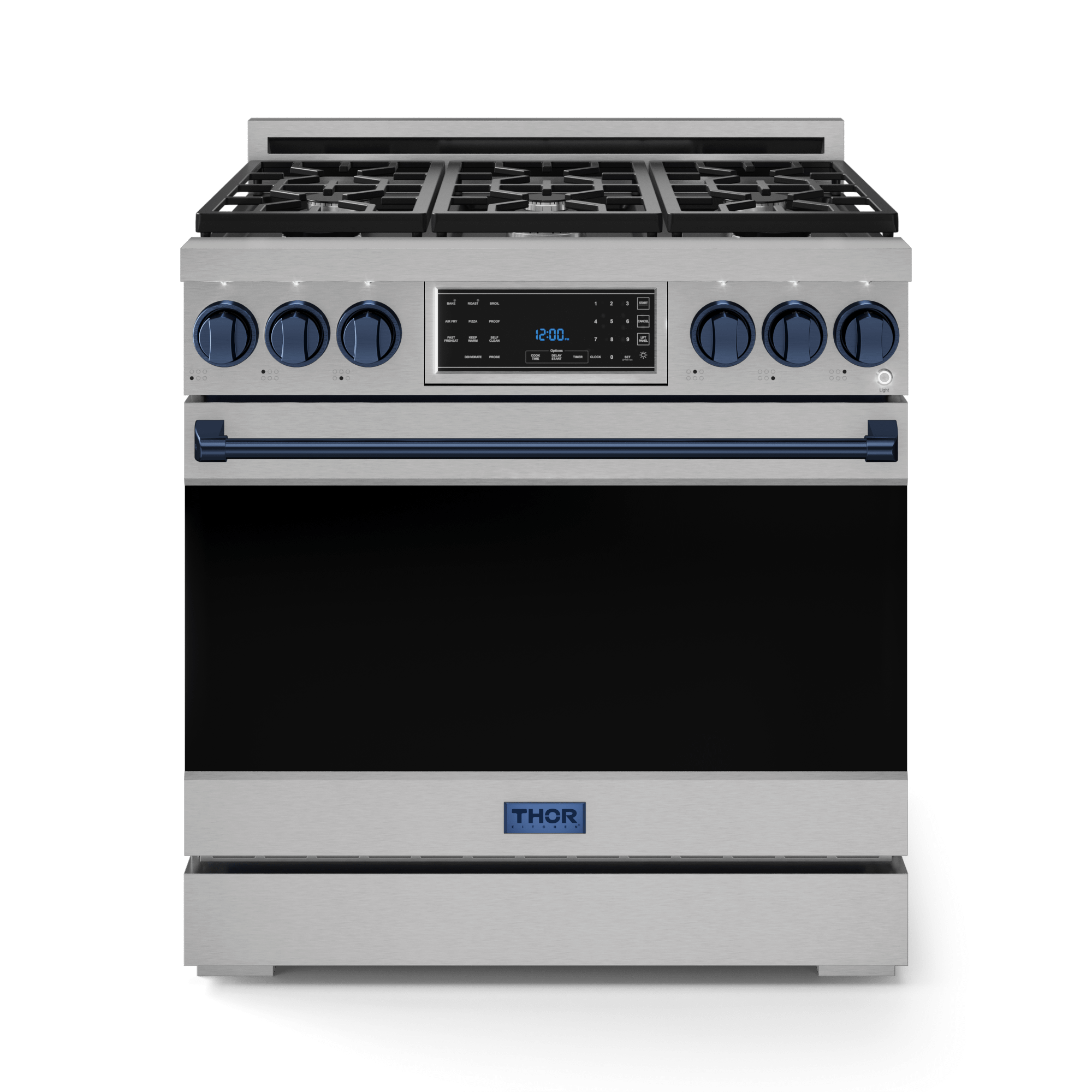 Thor Kitchen RSG36BLU 36 Inch Professional Gas Range With Tilt Panel Touch Control In Stainless Steel/Blue Gordon Ramsay Series - Rsg36-Blu