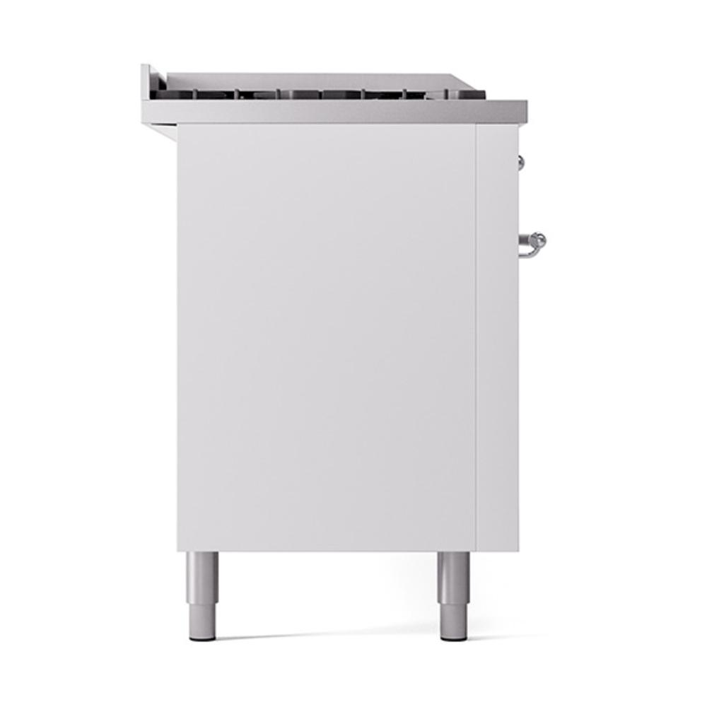 Ilve UN60FSQNMPWHCLP Ilve Un60Fsqnmpwhclp Nostalgie Ii Noblesse 60" Dual Fuel Range (7 Sealed Burners + Griddle + French Top, Liquid Propane, Solid Door, White, Chrome)