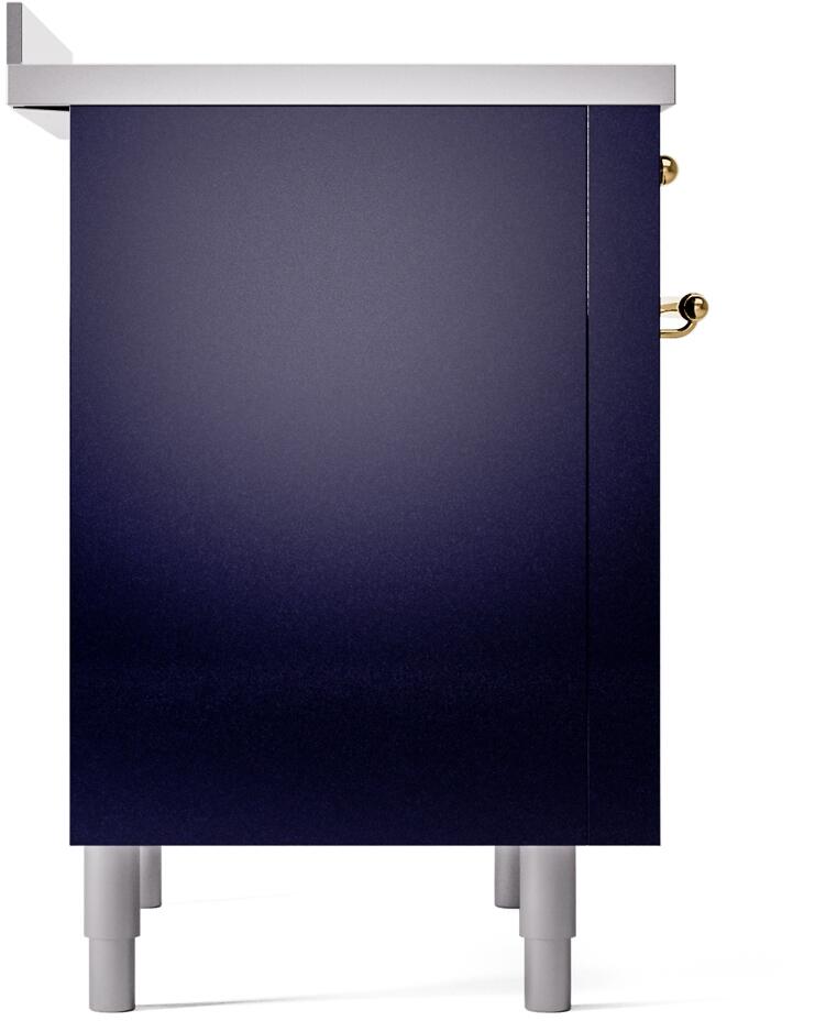 Ilve UPI366NMPMBG Nostalgie Ii 36 Inch Electric Freestanding Range In Blue With Brass Trim