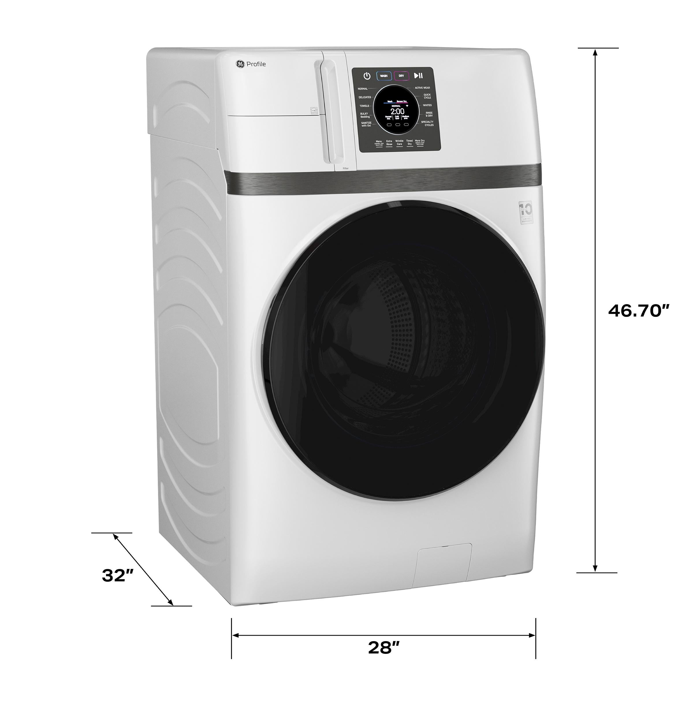 Ge Appliances PFQ83HSSWWW Ge Profile™ Energy Star® 4.6 Cu. Ft. Capacity Ultrafast Combo With Ventless Inverter Heat Pump Technology Washer/Dryer