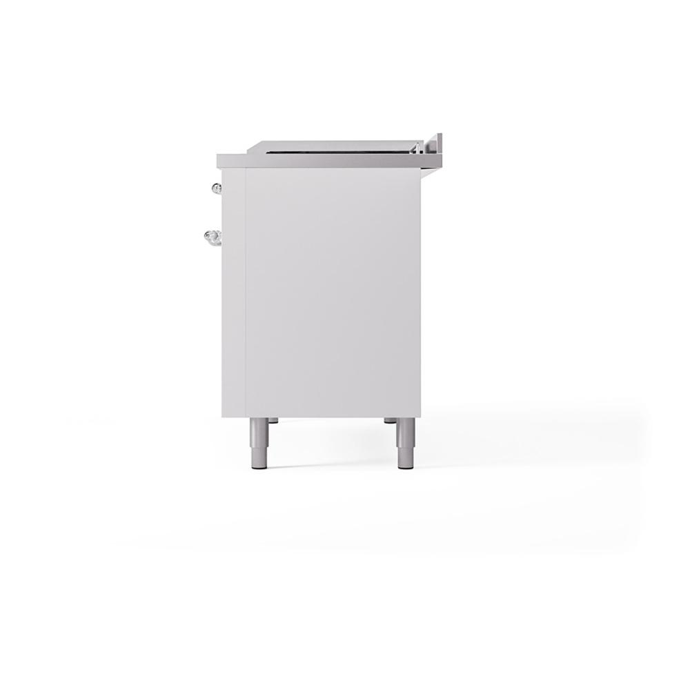 Ilve UN48FSQNMPWHCLP Ilve Un48Fsqnmpwhclp Nostalgie Ii Noblesse 48" Dual Fuel Range (5 Sealed Burners + Griddle + French Top, Liquid Propane, Solid Door, White, Chrome)