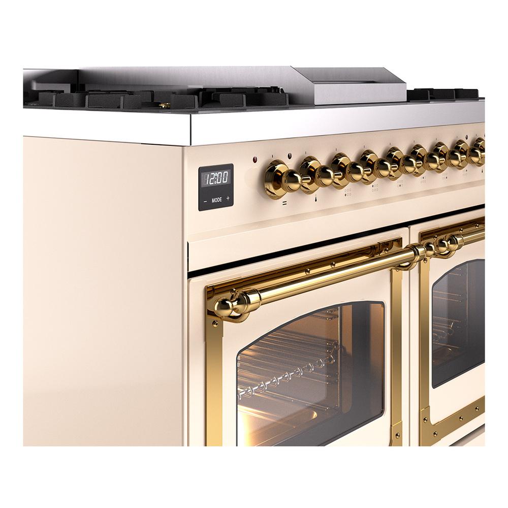 Ilve UND40FNMPAWGLP Ilve Und40Fnmpawglp Nostalgie Ii Noblesse 40" Dual Fuel Range (Liquid Propane, Triple Glass Door, Antique White, Brass)