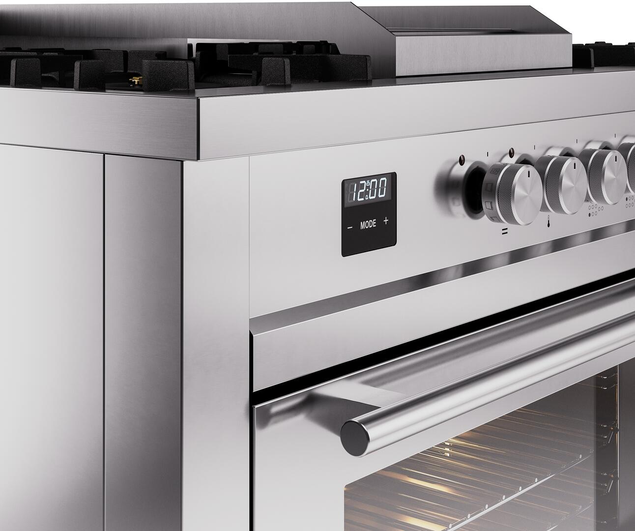 Ilve UP60FSWMPSSLP Professional Plus Ii 60 Inch Dual Fuel Liquid Propane Freestanding Range In Stainless Steel With Trim