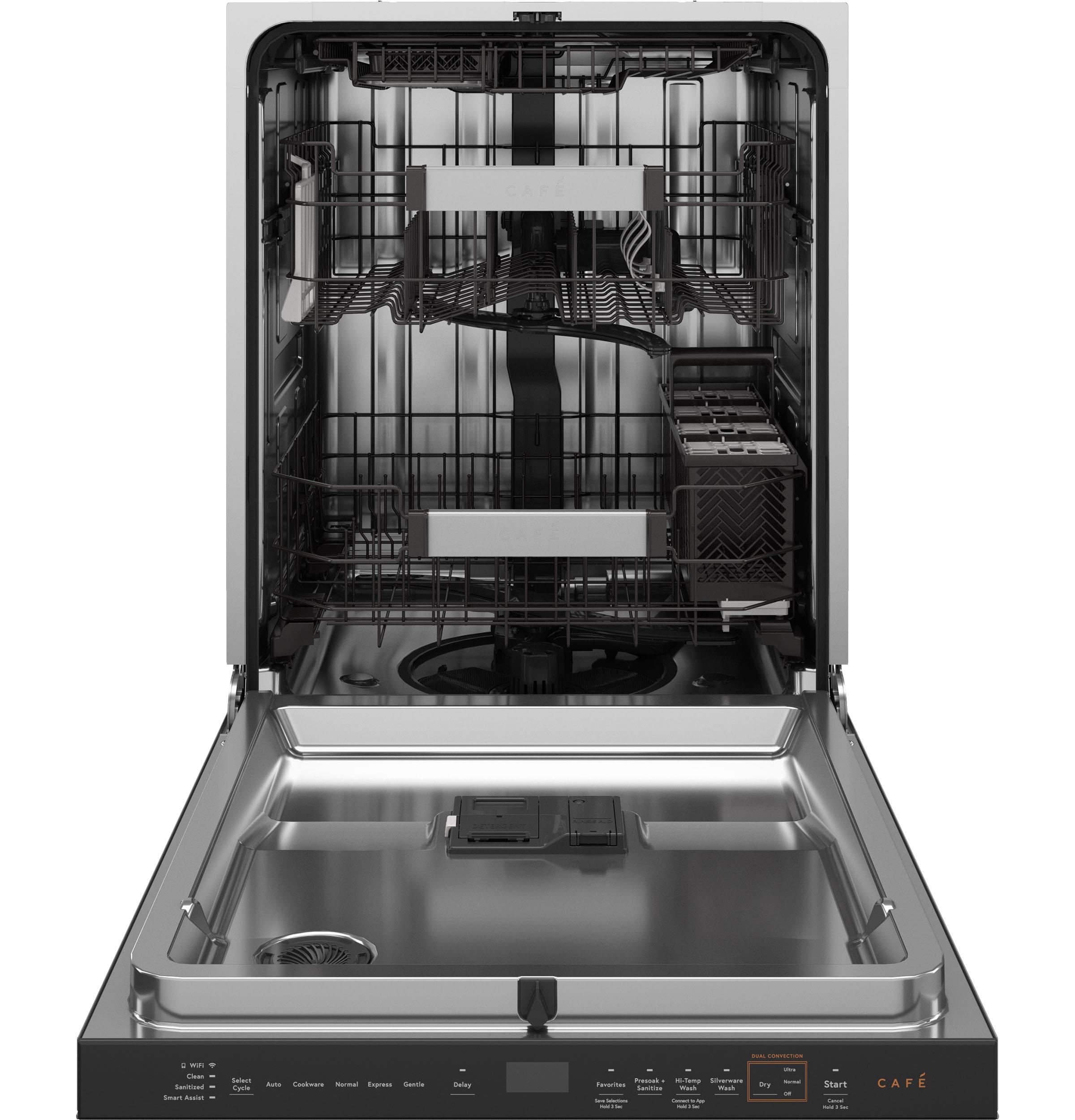 Cafe CDP888M5VS5 Café™ Customfit Energy Star Stainless Interior Smart Dishwasher With Ultra Wash Top Rack And Dual Convection Ultra Dry, Led Lights, 39 Dba In Platinum Glass