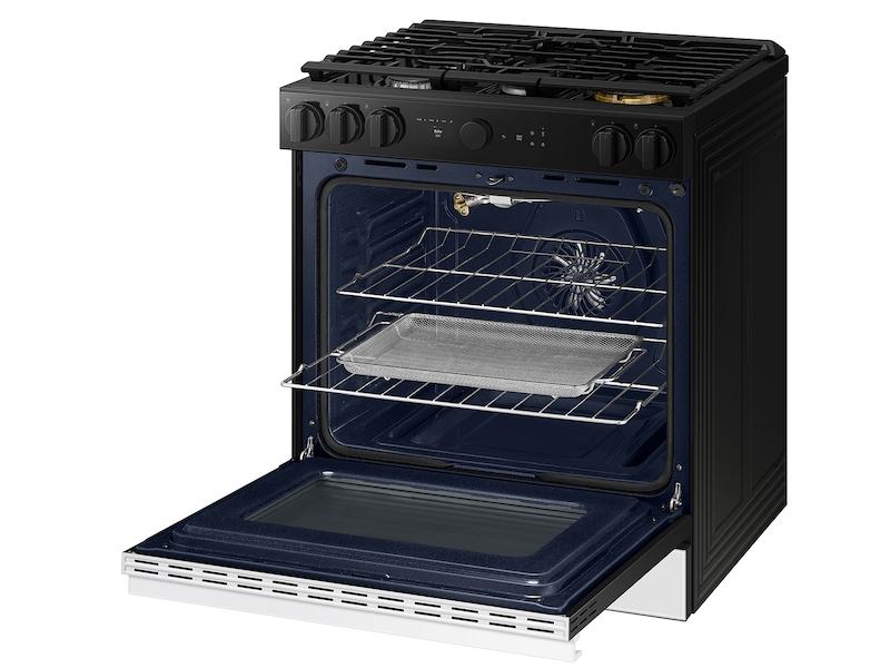 Samsung NSG6DB850012 Bespoke 6.0 Cu. Ft. Smart Slide-In Gas Range With Air Sous Vide & Air Fry In White Glass