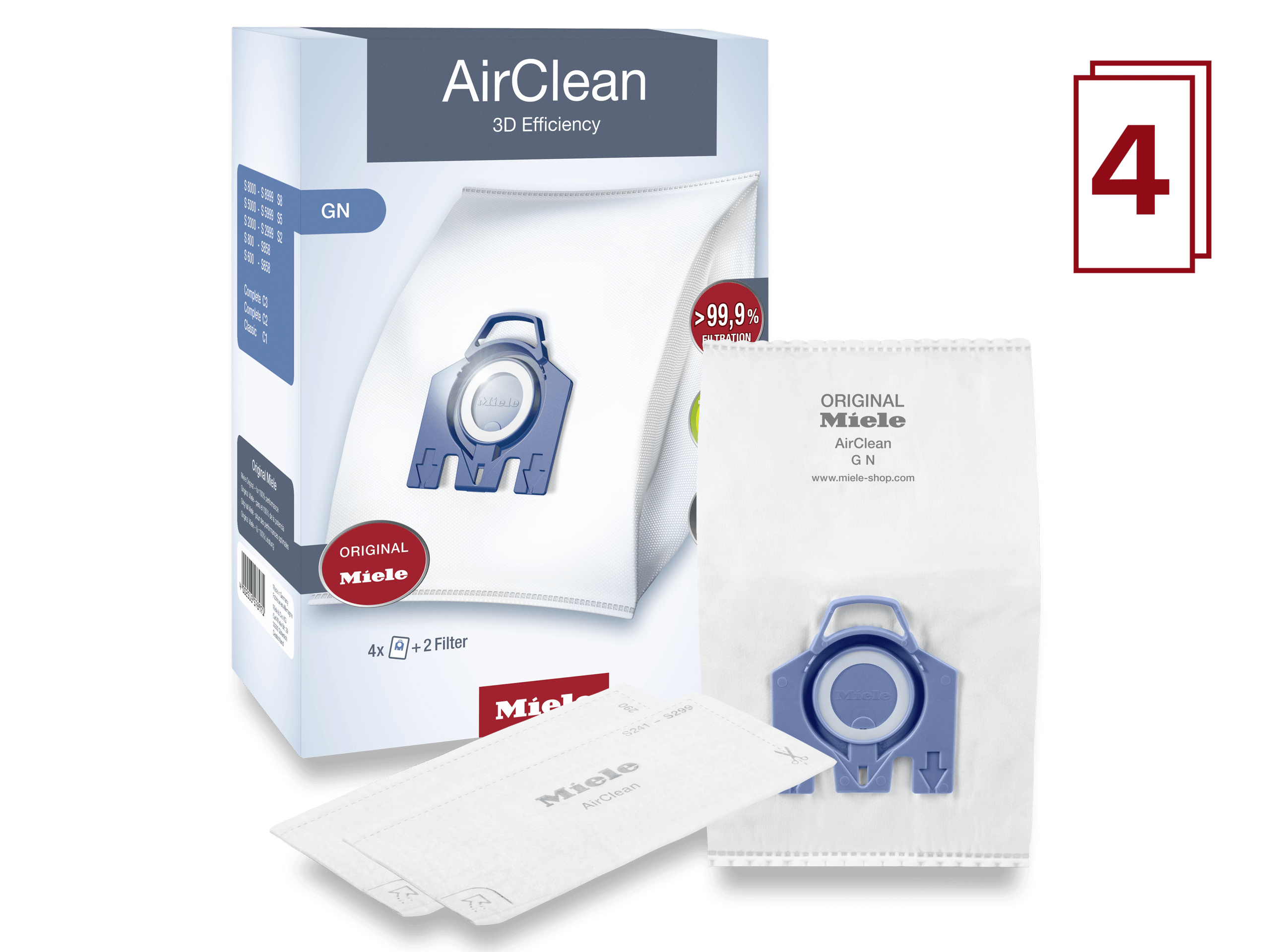 Miele GNAIRCLEAN3D Airclean 3D Efficiency Gn Dustbags - Ensures That Dust Picked Up Stays Inside The Machine.