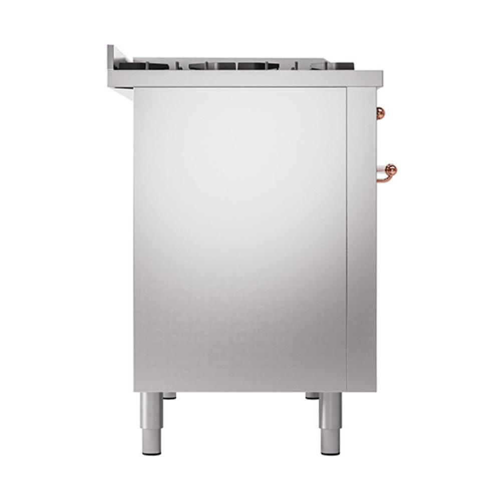 Ilve UN48FQNMPSSPLP Ilve Un48Fqnmpssplp Nostalgie Ii Noblesse 48" Dual Fuel Range (8 Sealed Burners + Griddle, Liquid Propane, Solid Door, Stainless Steel, Copper)