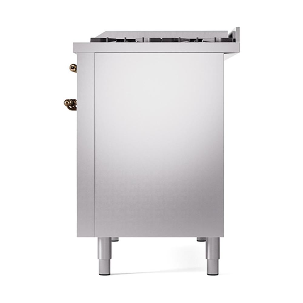 Ilve UN48FQNMPSSBLP Ilve Un48Fqnmpssblp Nostalgie Ii Noblesse 48" Dual Fuel Range (8 Sealed Burners + Griddle, Liquid Propane, Solid Door, Stainless Steel, Burnished)