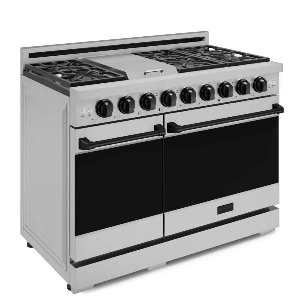 Thor Kitchen RSG48ELPBLK 48 Inch Professional Lp Range With Pro-Style Knobs In Stainless Steel/Black Gordon Ramsay Series - Rsg48Elp-Blk