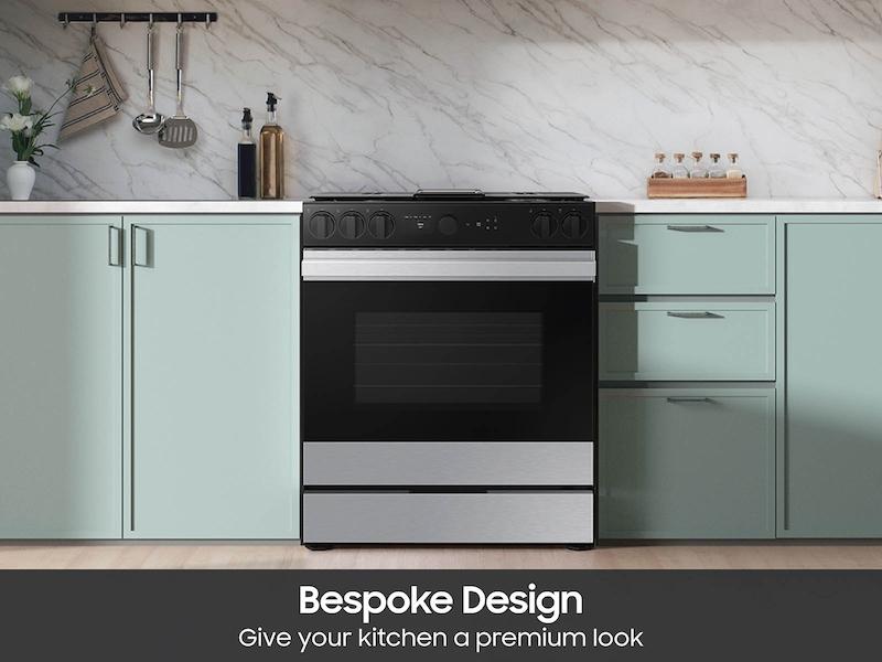 Samsung NSG6DG8700SR Bespoke 6.0 Cu. Ft. Smart Slide-In Gas Range With Smart Oven Camera & Illuminated Precision Knobs In Stainless Steel