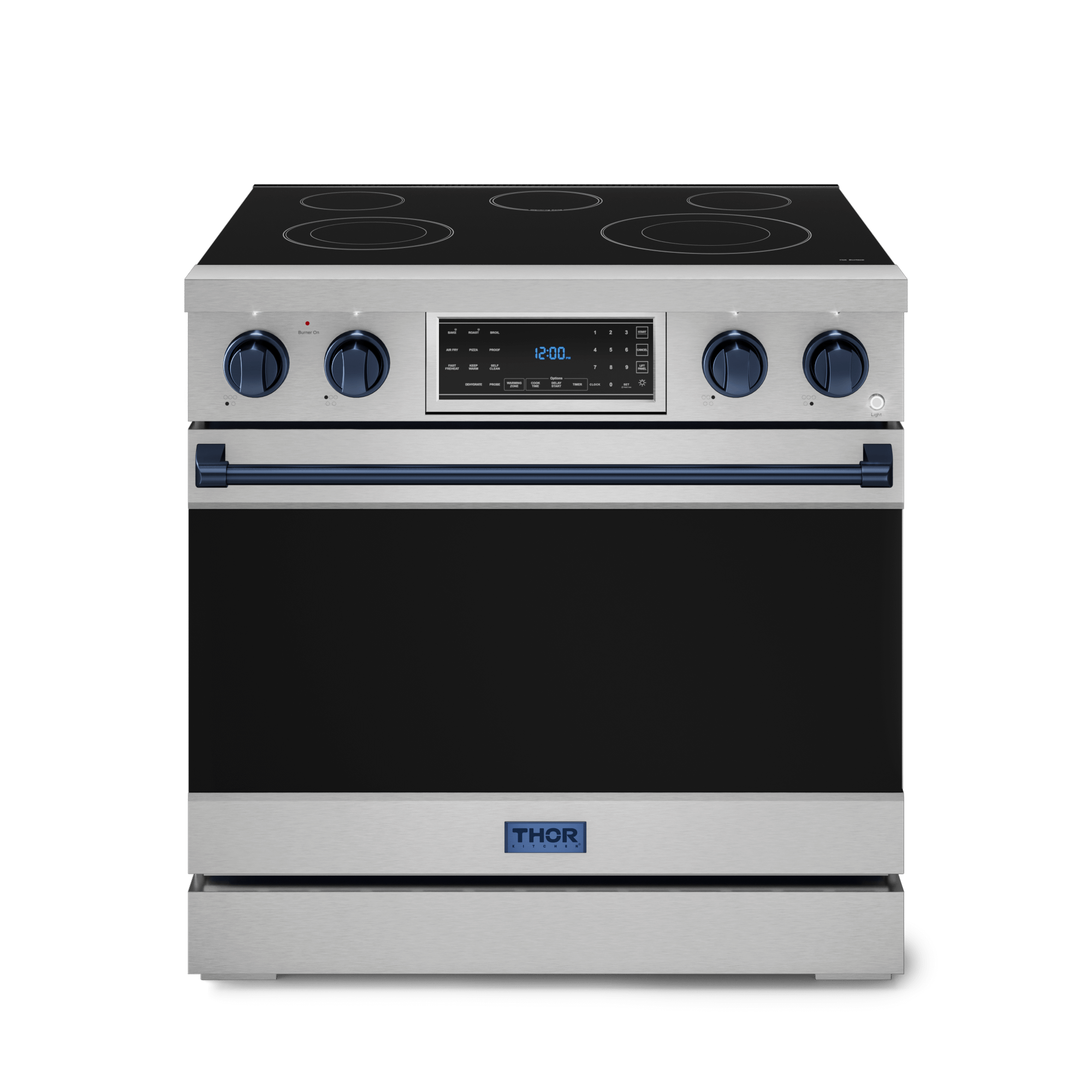 Thor Kitchen RSE36BLU 36 Inch Professional Electric Range With Tilt Panel Touch Control In Stainless Steel/Navy Blue Gordon Ramsay Series - Rse36-Blu