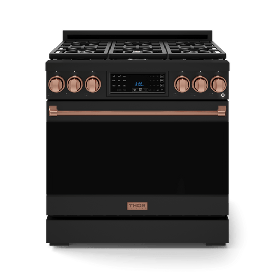 Thor Kitchen RSG36BRSG 36 Inch Professional Gas Range With Tilt Panel Touch Control In Black/Rose Gold Gordon Ramsay Series - Rsg36B-Rsg