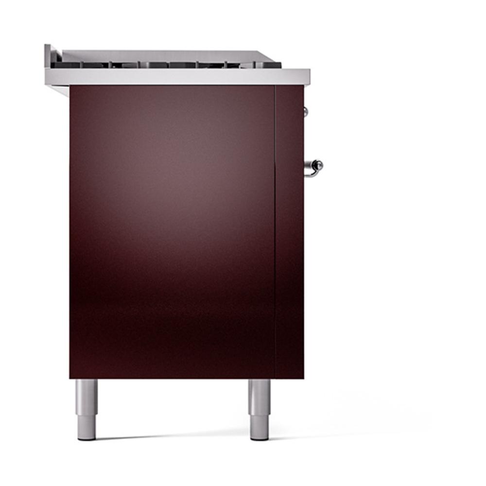 Ilve UN60FSQNMPBUC Ilve Un60Fsqnmpbuc Nostalgie Ii Noblesse 60" Dual Fuel Range (7 Sealed Burners + Griddle + French Top, Natural Gas, Solid Door, Burgundy, Chrome)