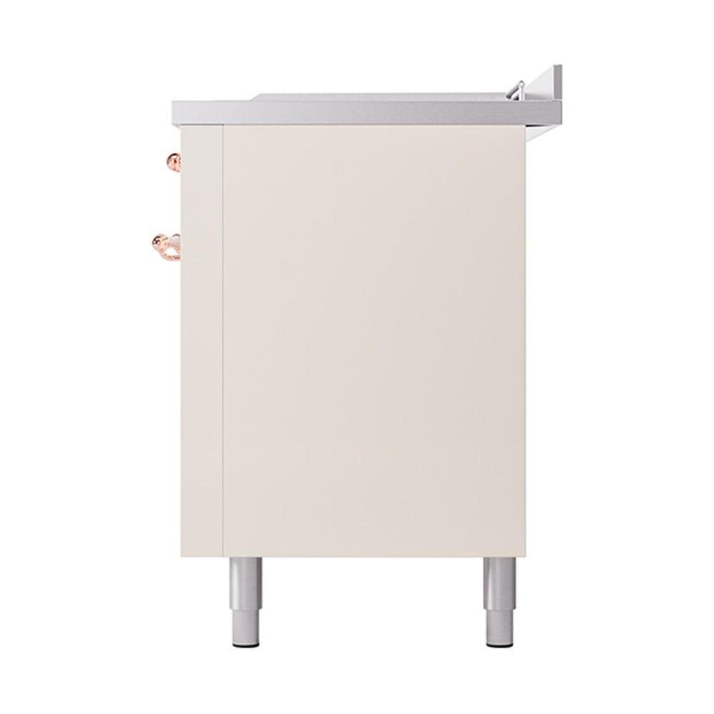 Ilve UN60FSQNMPAWPLP Ilve Un60Fsqnmpawplp Nostalgie Ii Noblesse 60" Dual Fuel Range (7 Sealed Burners + Griddle + French Top, Liquid Propane, Solid Door, Antique White, Copper)