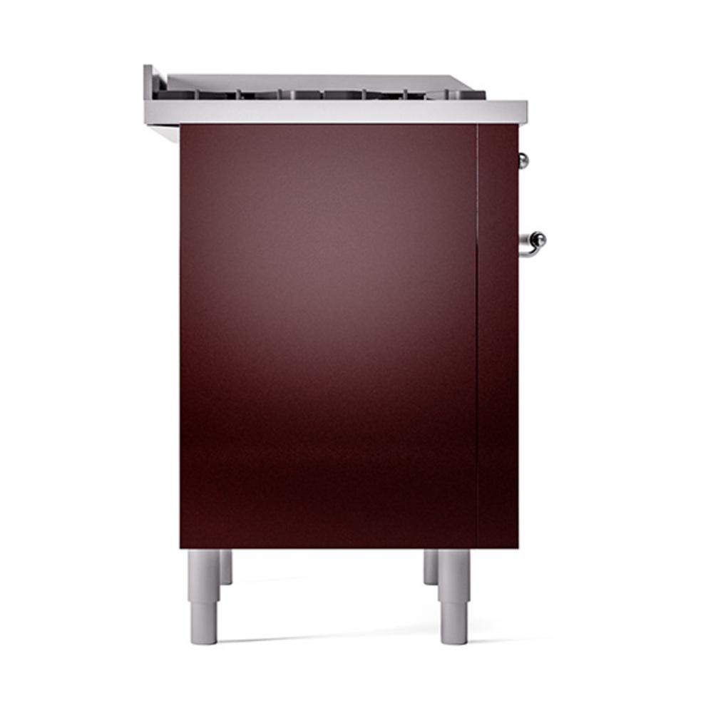 Ilve UN36FQNMPBUC Ilve Un36Fqnmpbuc Nostalgie Ii Noblesse 36" Dual Fuel Range (Natural Gas, Solid Door, Burgundy, Chrome)
