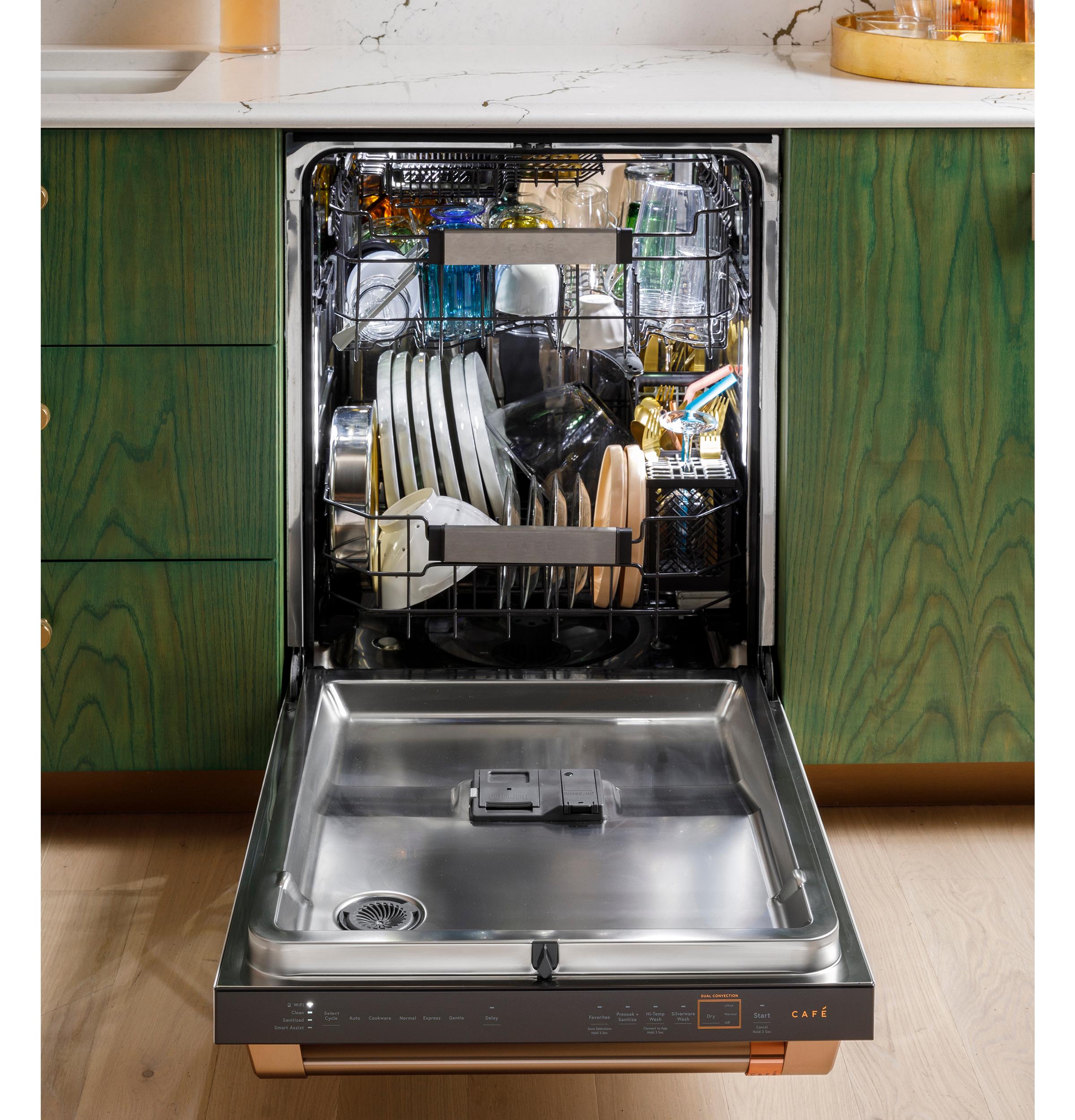 Cafe CDT888P2VS1 Café™ Customfit Energy Star Stainless Interior Smart Dishwasher With Ultra Wash Top Rack And Dual Convection Ultra Dry, Led Lights, 39 Dba