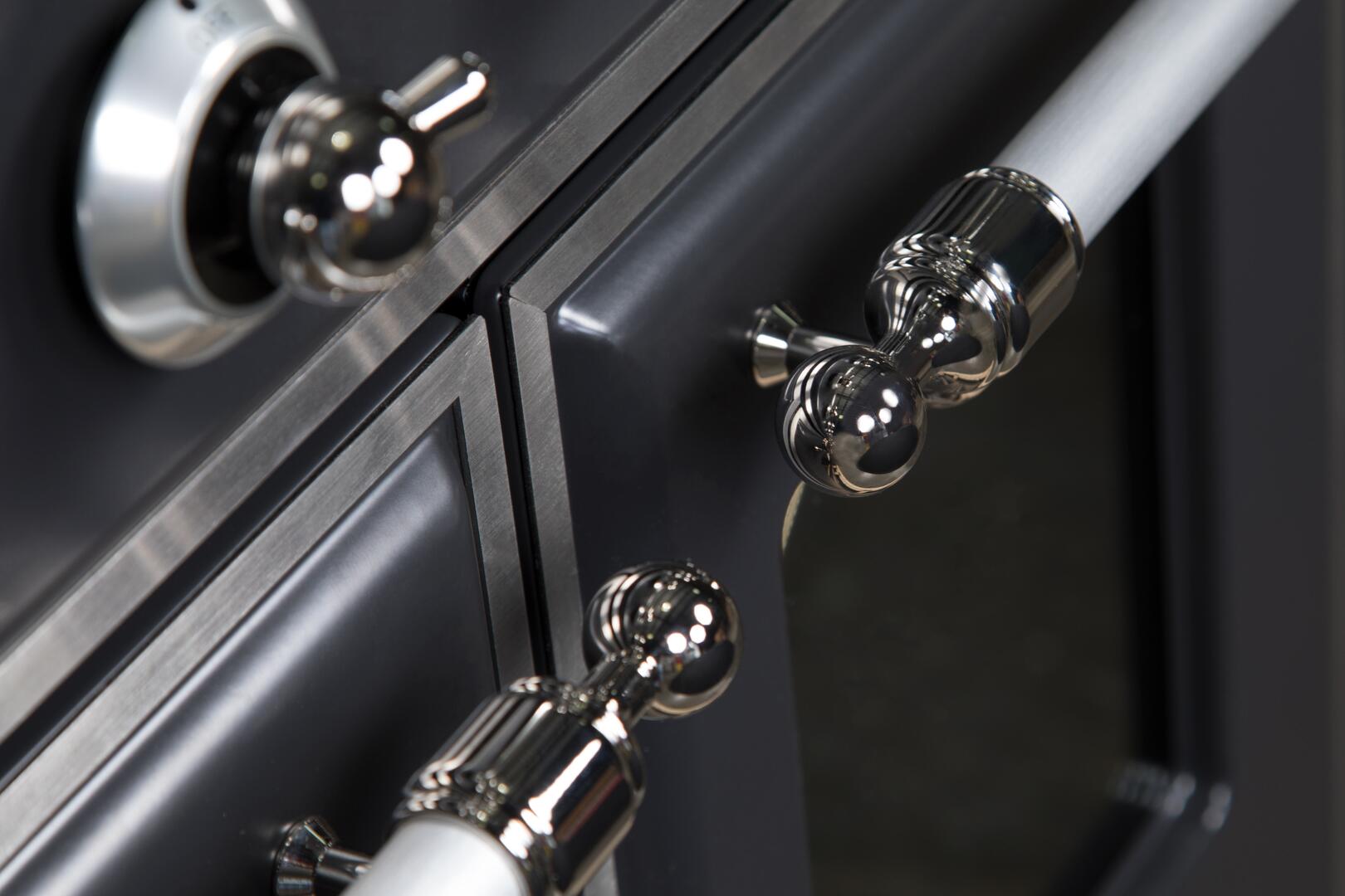 Ilve UM12FDNS3MGCLP Majestic Ii 48 Inch Dual Fuel Liquid Propane Freestanding Range In Matte Graphite With Chrome Trim