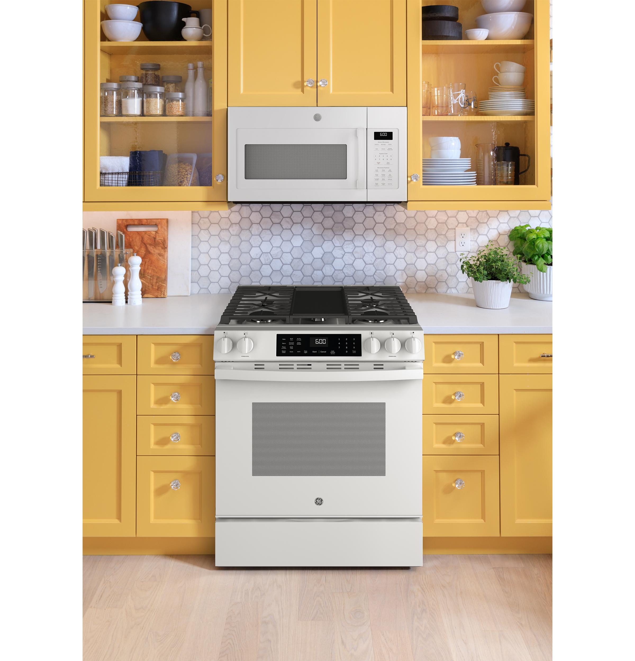 Ge Appliances GGS600AVWW Ge® 30" Slide-In Front-Control Convection Gas Range With No Preheat Air Fry And Easywash™ Oven Tray