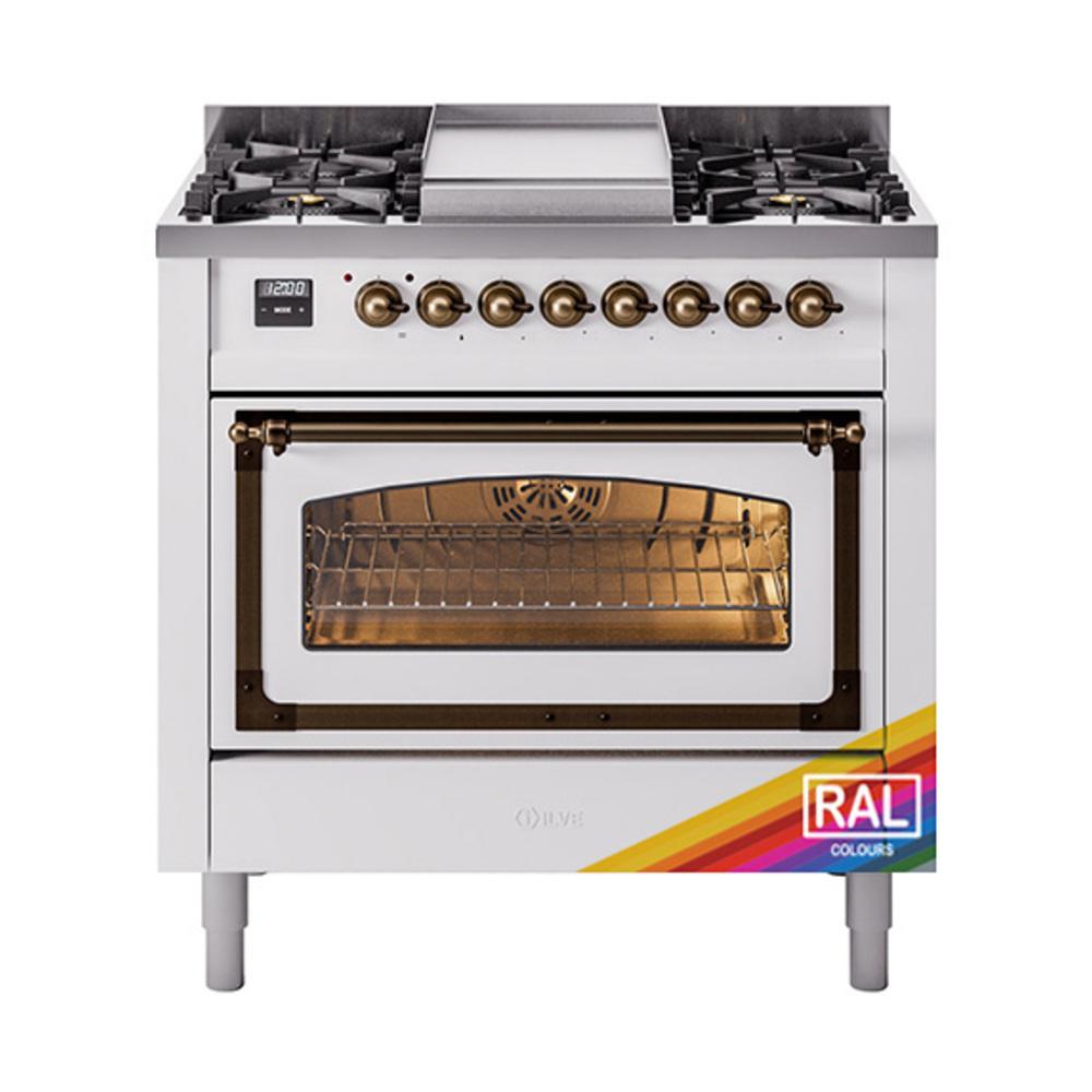 Ilve UN36FNMPRAB Ilve Un36Fnmprab Nostalgie Ii Noblesse 36" Dual Fuel Range (Natural Gas, Triple Glass Door, Ral, Burnished)