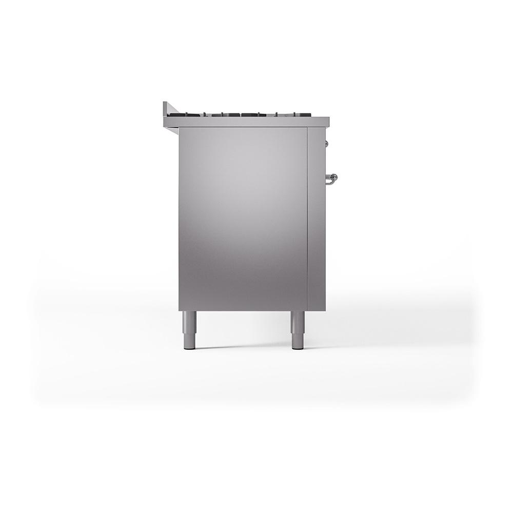 Ilve UN60FQNMPSSC Ilve Un60Fqnmpssc Nostalgie Ii Noblesse 60" Dual Fuel Range (9 Sealed Burners + Griddle, Natural Gas, Solid Door, Stainless Steel, Chrome)