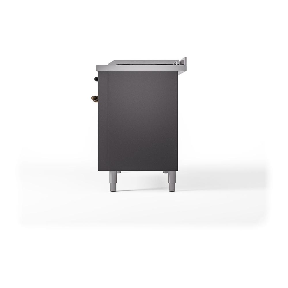 Ilve UN48FSQNMPMGBLP Ilve Un48Fsqnmpmgblp Nostalgie Ii Noblesse 48" Dual Fuel Range (5 Sealed Burners + Griddle + French Top, Liquid Propane, Solid Door, Graphite Matte, Burnished)