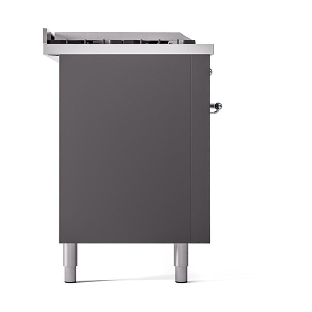 Ilve UN60FSQNMPMGCLP Ilve Un60Fsqnmpmgclp Nostalgie Ii Noblesse 60" Dual Fuel Range (7 Sealed Burners + Griddle + French Top, Liquid Propane, Solid Door, Graphite Matte, Chrome)