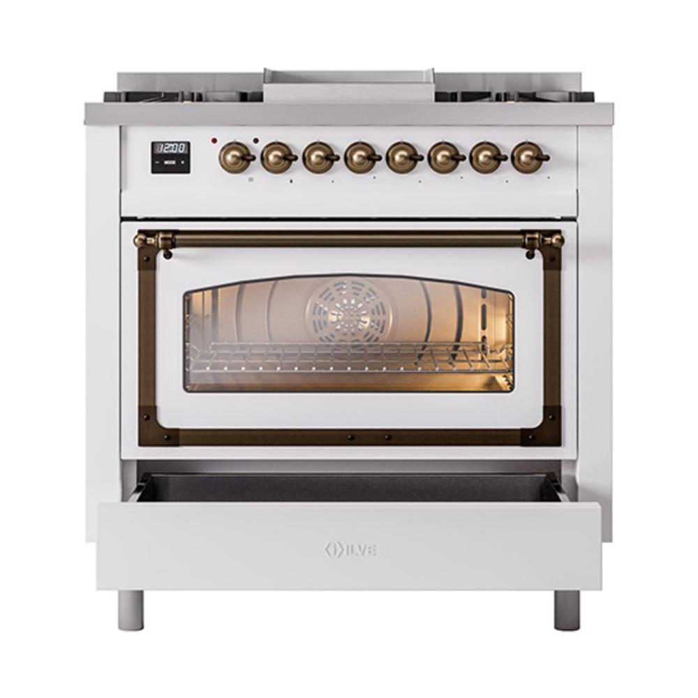 Ilve UN36FNMPRAB Ilve Un36Fnmprab Nostalgie Ii Noblesse 36" Dual Fuel Range (Natural Gas, Triple Glass Door, Ral, Burnished)