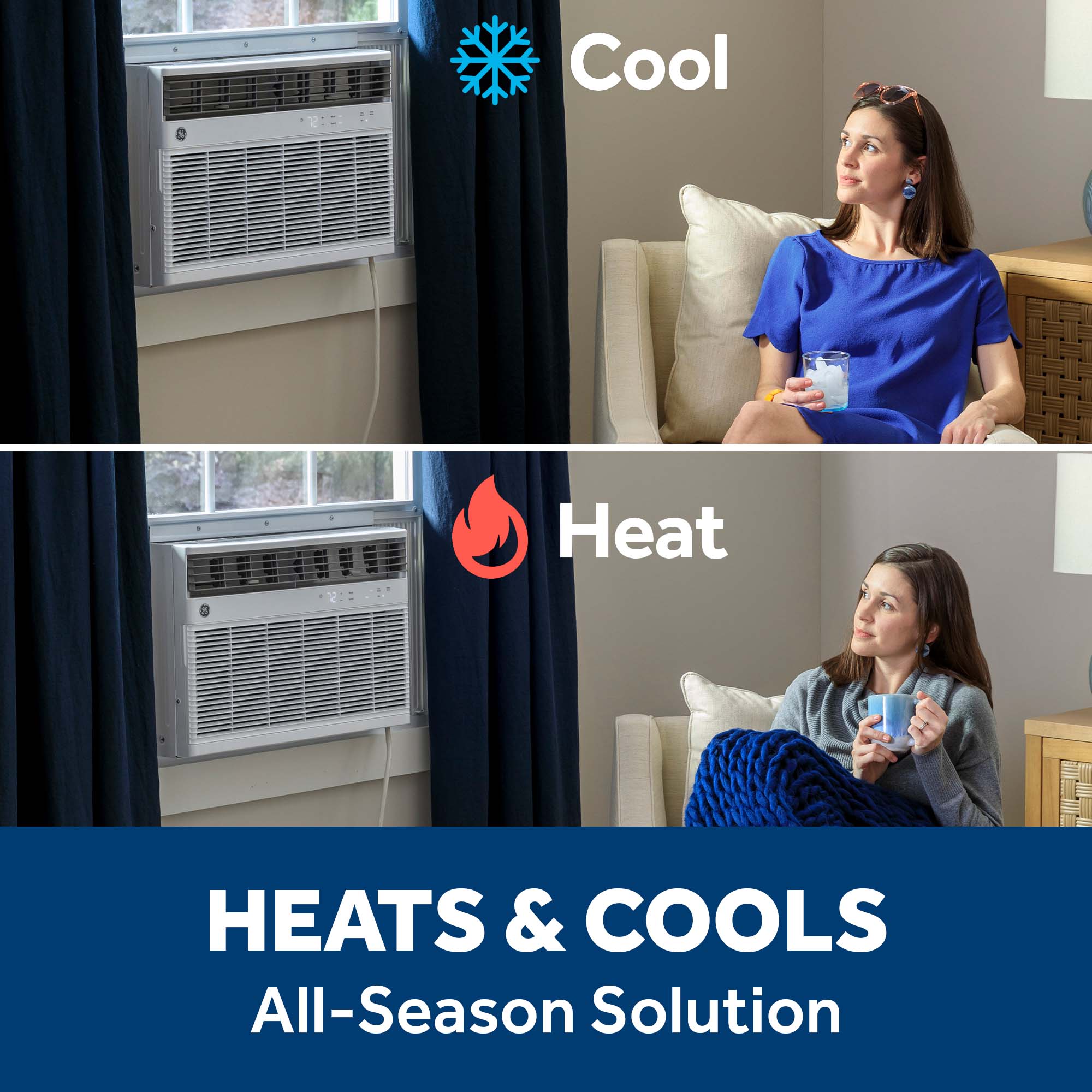 Ge Appliances AWGH24WWF Ge® 24,000 Btu Smart Heat/Cool Electronic Window Air Conditioner For Extra-Large Rooms Up To 1,500 Sq. Ft.