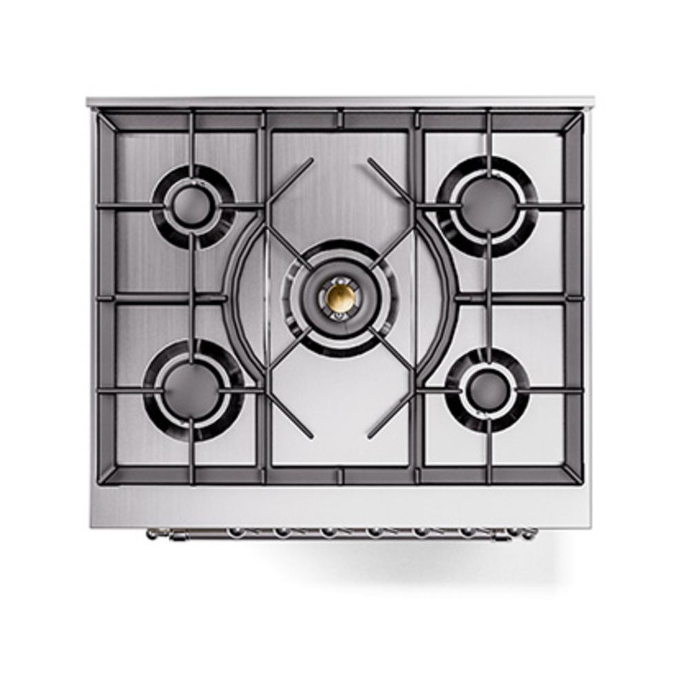 Ilve UN30QNMPAWC Ilve Un30Qnmpawc Nostalgie Ii Noblesse 30" Dual Fuel Range (Natural Gas, Solid Door, Antique White, Chrome)