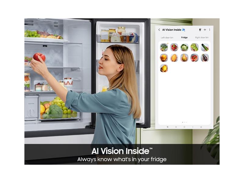 Samsung RF90F29AEW Bespoke 29 Cu. Ft. 4-Door French Door Refrigerator With Ai Family Hub™+ & Ai Vision Inside™ In White Glass