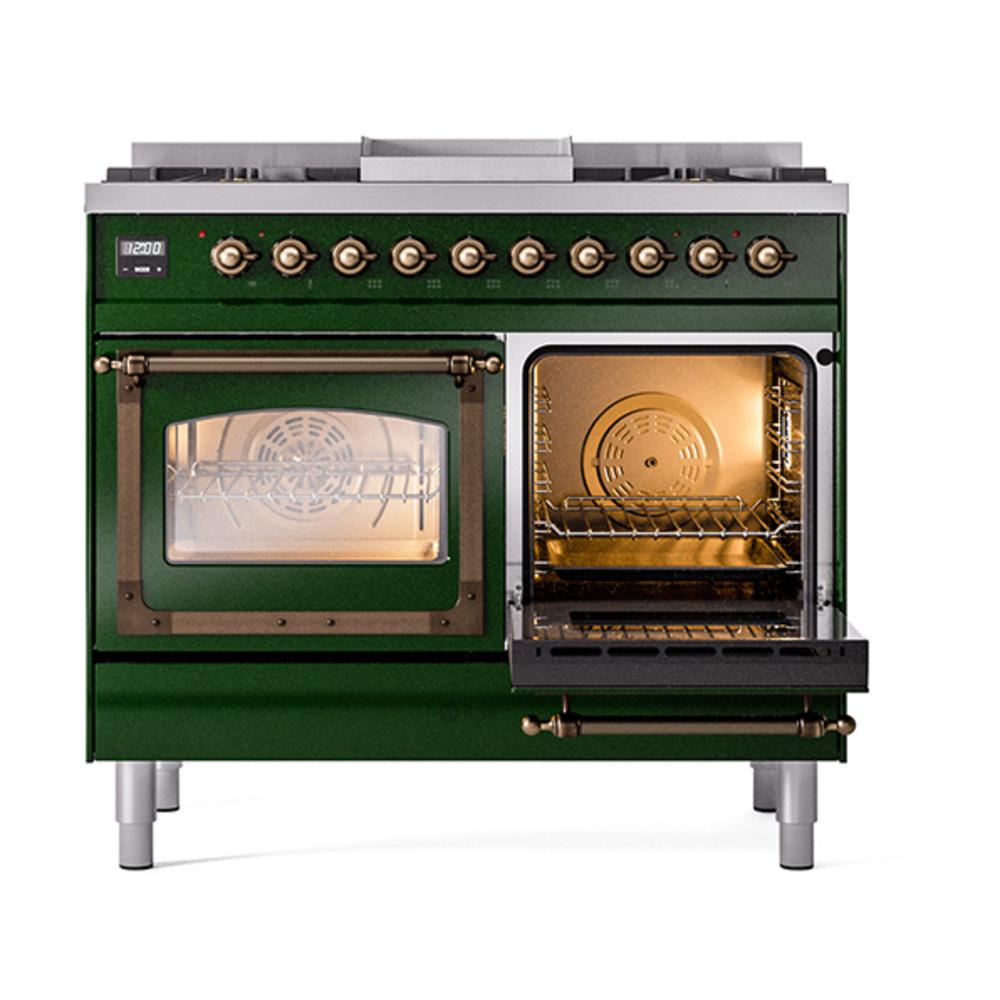Ilve UND40FNMPEGB Ilve Und40Fnmpegb Nostalgie Ii Noblesse 40" Dual Fuel Range (Natural Gas, Triple Glass Door, Emerald Green, Burnished)