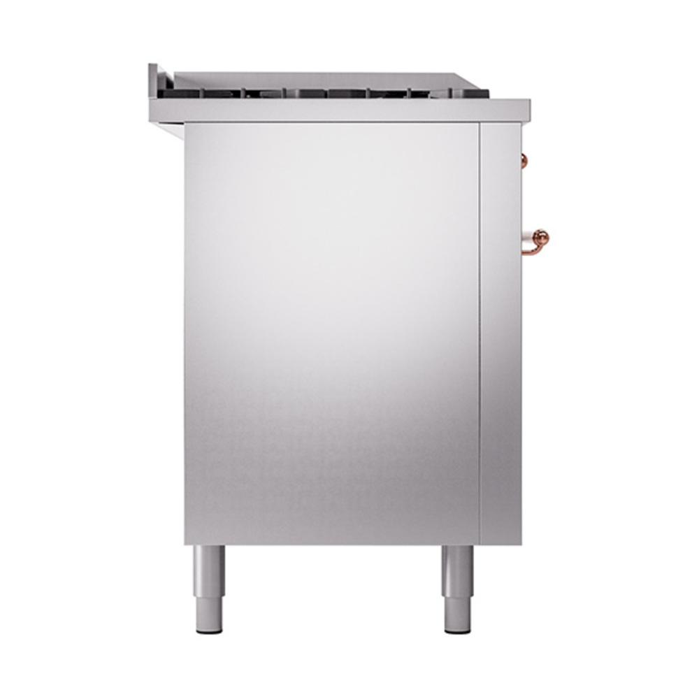 Ilve UN60FSQNMPSSP Ilve Un60Fsqnmpssp Nostalgie Ii Noblesse 60" Dual Fuel Range (7 Sealed Burners + Griddle + French Top, Natural Gas, Solid Door, Stainless Steel, Copper)
