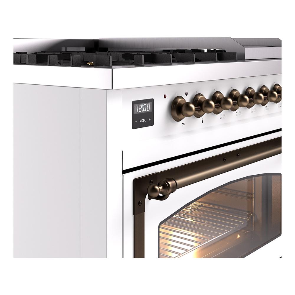 Ilve UN48FNMPRABLP Ilve Un48Fnmprablp Nostalgie Ii Noblesse 48" Dual Fuel Range (8 Sealed Burners + Griddle, Liquid Propane, Triple Glass Door, Ral, Burnished)